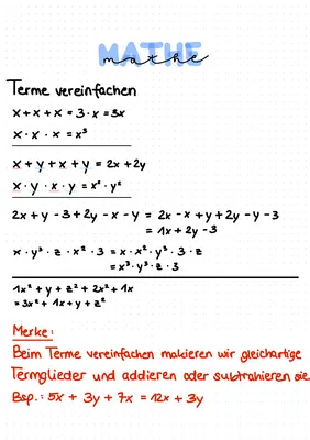 Terme Vereinfachen In Mathe Als Pdf Knowunity